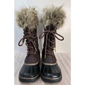 Sorel Joan Of Arctic Brown Suede Boot Cattail Fur Lined Waterproof Size 6.5 NWOT